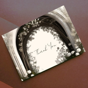 Romantic Boho Botanical Arch Wedding Thank You Card