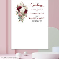 Romantic Boho Burgundy Wedding Photo Backdrop Prop