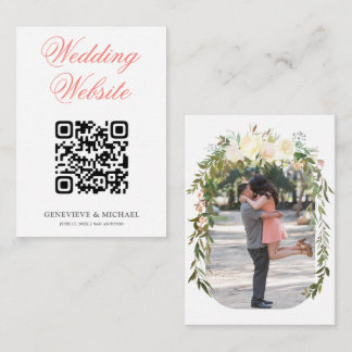 Romantic Boho Floral Arch Wedding Website QR Code Enclosure Card