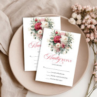 Romantic Boho Floral Red Blush RSVP Enclosure