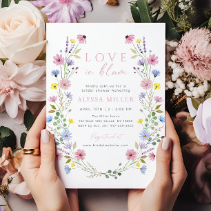 Romantic Boho Garden Wildflower Bridal Shower Invitation