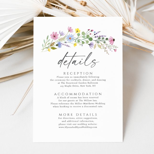 Romantic Boho Garden Wildflower Wedding Details Enclosure Card (Creator Uploaded)