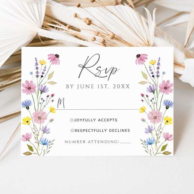 Romantic Boho Garden Wildflower Wedding RSVP Card (Creator Uploaded)