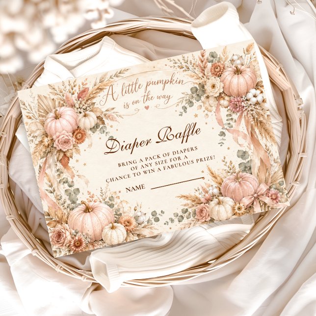 Romantic Boho Little Pumpkin Diaper Raffle Enclosure Card (Creator Uploaded)