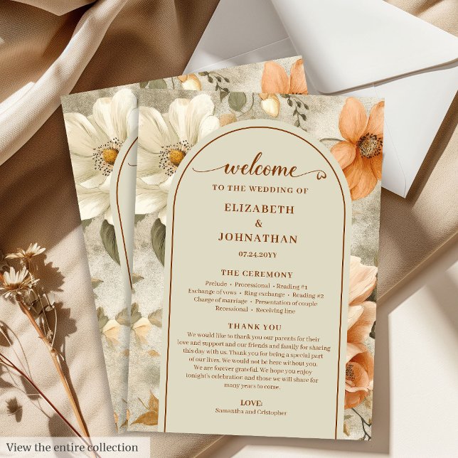 Romantic Boho Neutral Beige Olive Floral Program Programme (Romantic Boho Neutral Beige Olive Floral Program)