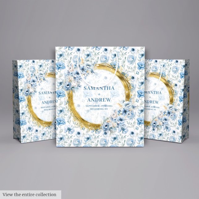 Romantic Boho Pastel Blue Gold Wedding Gift Bag (Romantic Boho Pastel Blue Gold Wedding Gift Bag)