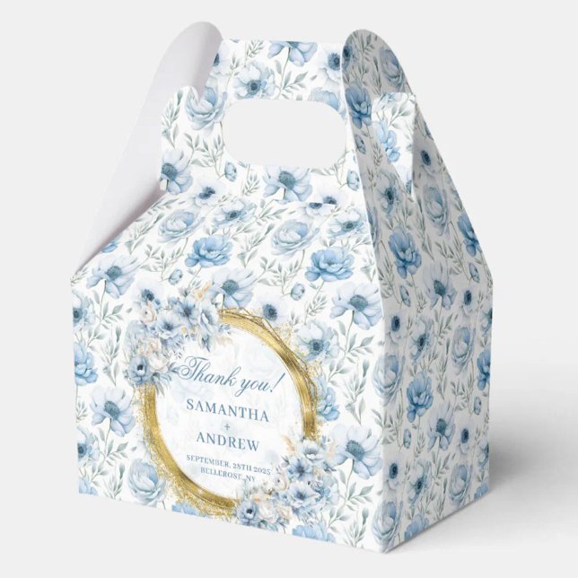 Romantic Boho Pastel Blue Gold Wedding Thank You  Favour Box (Romantic Boho Pastel Blue Gold Wedding Thank You Favor Boxes)