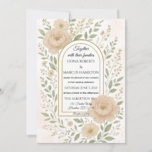 Romantic Boho Peonies & Greenery Elegant Wedding Invitation