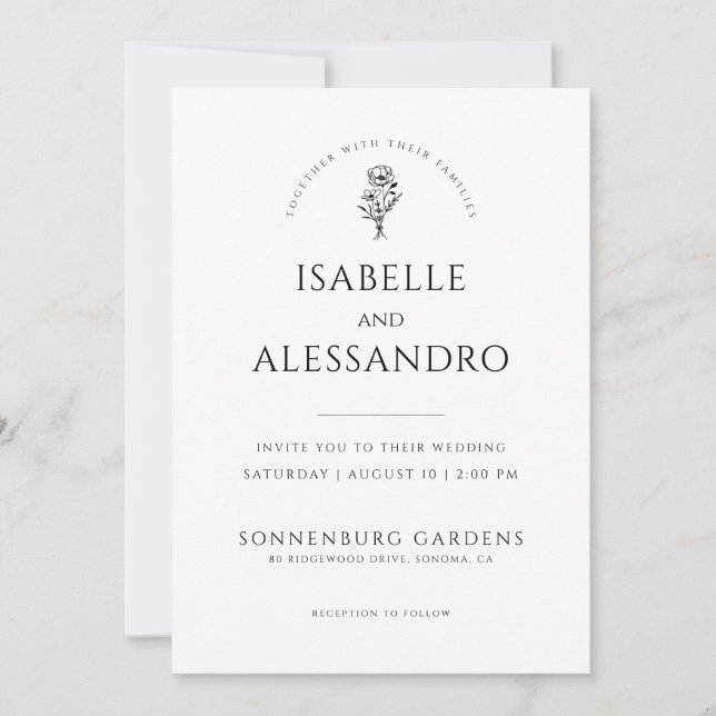 Romantic Boho Photo Wedding Modern Minimalist Invitation (Front)