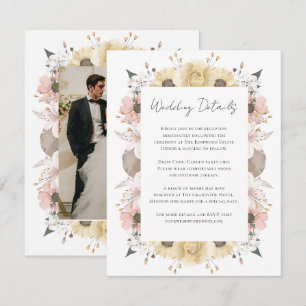 Romantic Boho Rustic Floral Neutral Photo Wedding Enclosure Card