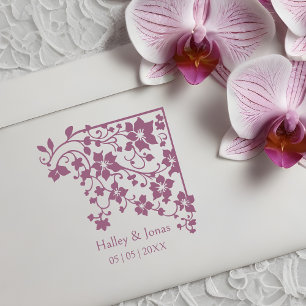 Romantic Boho Rustic Wildflowers Corner Wedding  Rubber Stamp