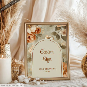 Romantic Boho Terracotta Sage Green Personalised  Poster