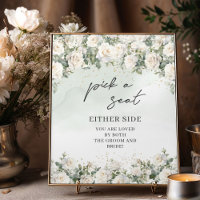 Romantic boho white roses Pick a Seat Either Side