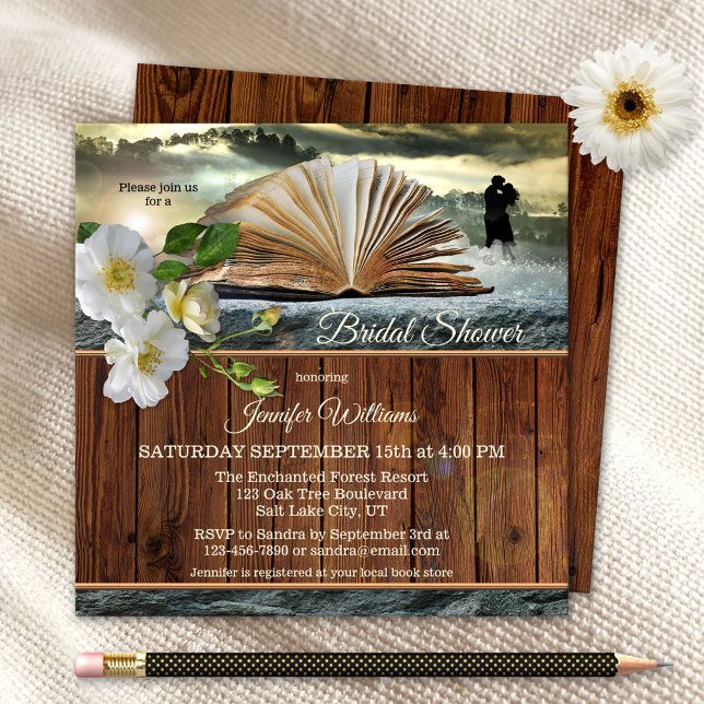 Romantic Book Lover Floral Bridal Shower Invitation (Creator Uploaded)