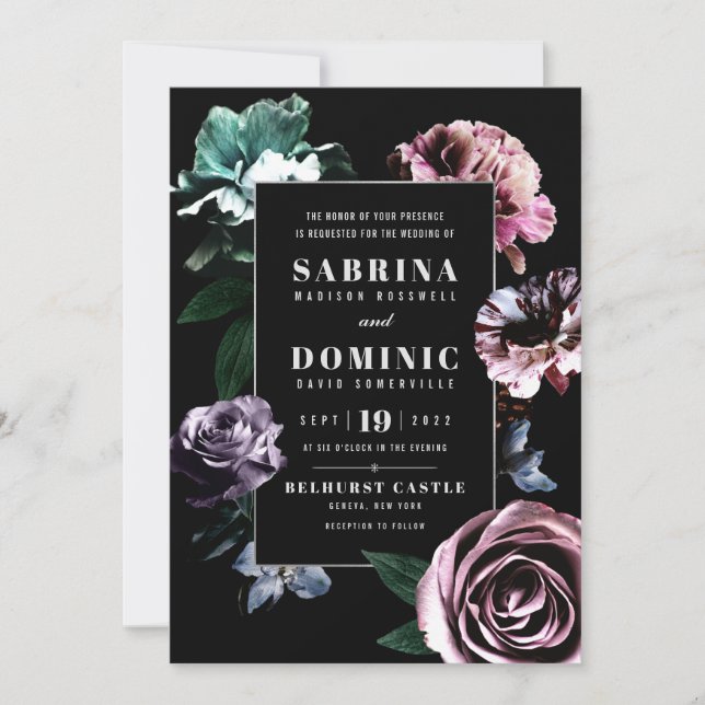 Romantic Botanic Wedding Invitations Set V 02 (Front)