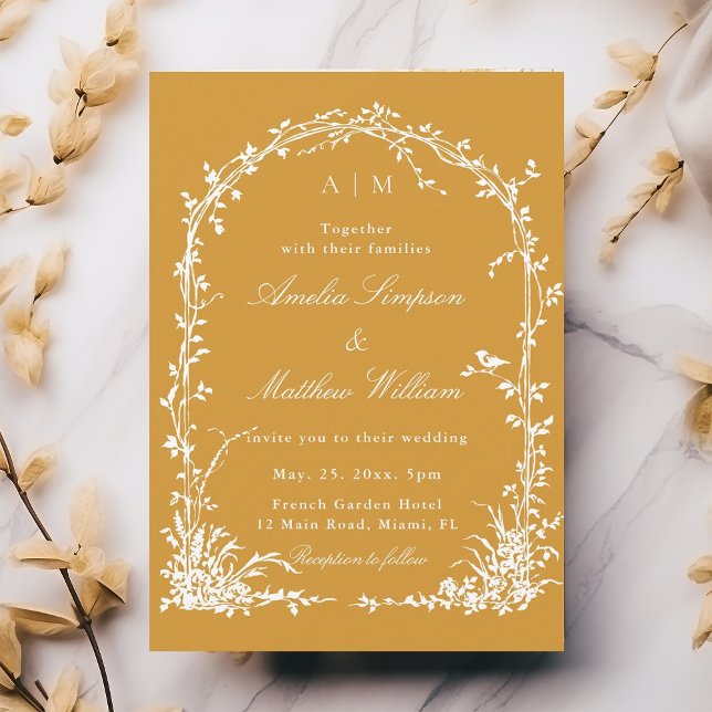 Romantic Botanical Arch Garden Amber Fall Wedding Invitation (Creator Uploaded)