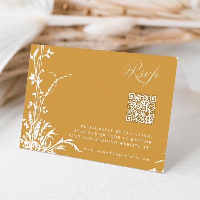 Romantic Botanical Arch Garden Amber Fall Wedding RSVP Card (Creator Uploaded)