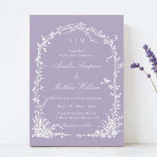 Romantic Botanical Arch Garden Lavender Wedding Invitation