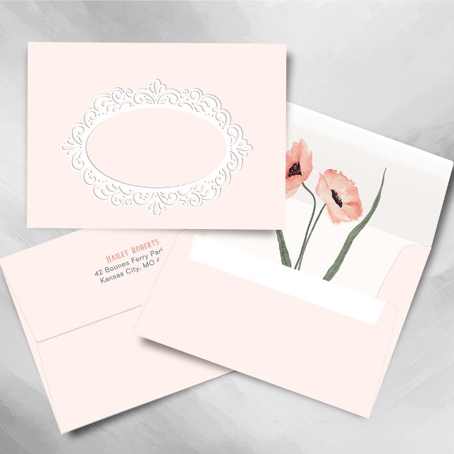 Romantic Botanical Coral Wedding Envelopes (Creator Uploaded)