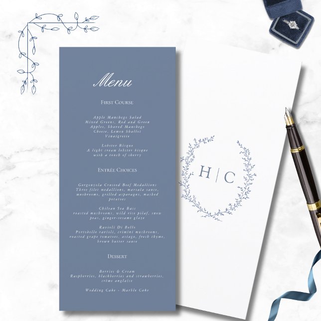 Romantic Botanical Crest Wedding Menu (Creator Uploaded)