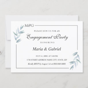 Romantic botanical Frame. Elegant Engagement Part Invitation