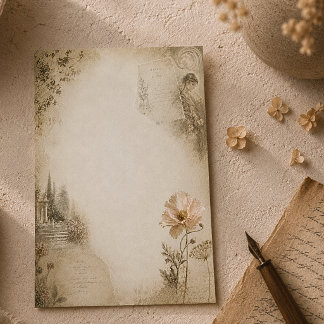 Romantic Botanical Garden Collage Aesthetic Card
