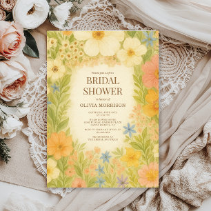 Romantic Botanical Garden Floral Bridal Shower Invitation