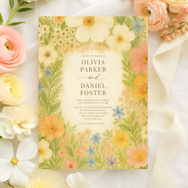 Romantic Botanical Garden Floral Wedding Invitation (Creator Uploaded)