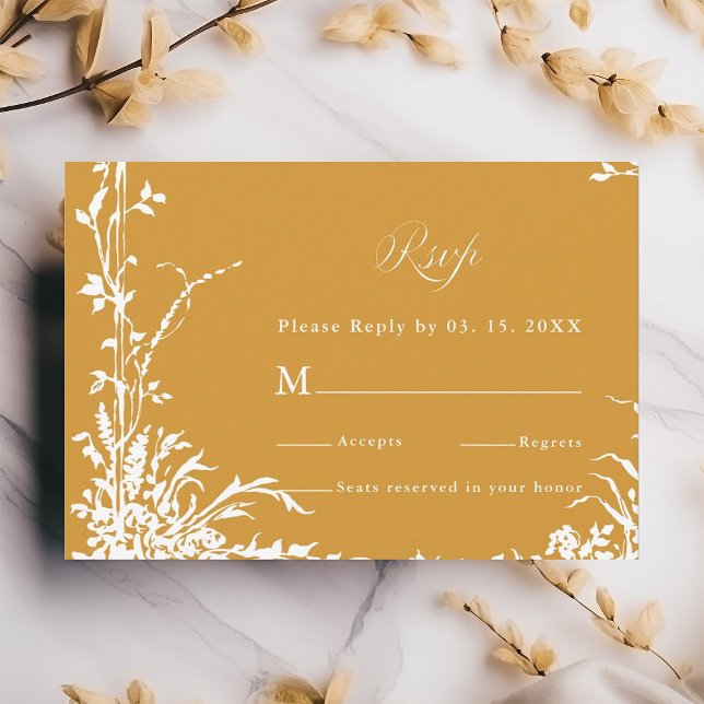 Romantic Botanical Garden Wedding Amber RSVP Card (Creator Uploaded)
