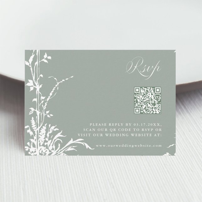 Romantic Botanical Garden Wedding Sage Green RSVP Card (Creator Uploaded)
