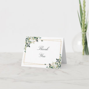 Romantic Botanical Geometric Frame Photo Thank You Card