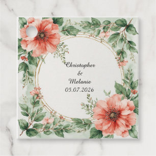 Romantic Botanical Gift Tags, Wedding Party Name Favour Tags