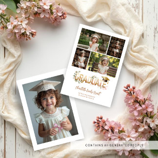 Romantic Botanical Kindergarten Grad 5-Photo Announcement