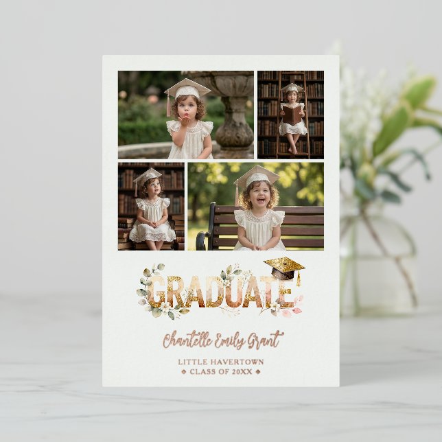 Romantic Botanical Pre-K Graduation 5-Photo (Standing Front)