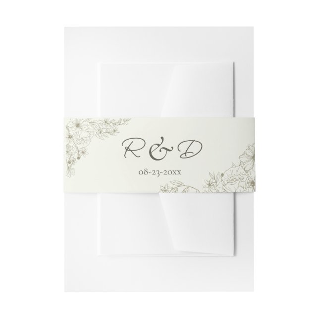 Romantic Botanical Wedding Invitation Belly Band (Front Example)