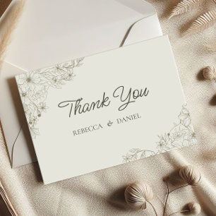 Romantic Botanical Wedding Thank You Card