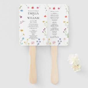 Romantic Botanical Wildflower Wedding Program Hand Fan