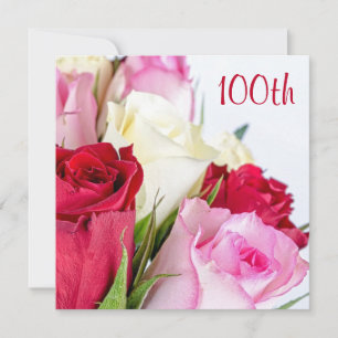 Romantic Bouquet Of Roses 100th Birthday Invitation
