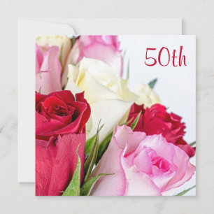 Romantic Bouquet Of Roses 50th Birthday Invitation