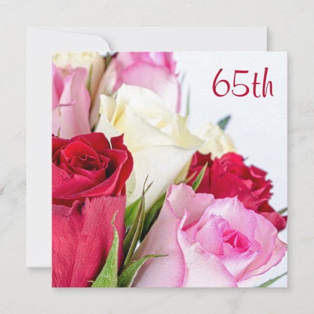 Romantic Bouquet Of Roses 65th Birthday Invitation (Front)