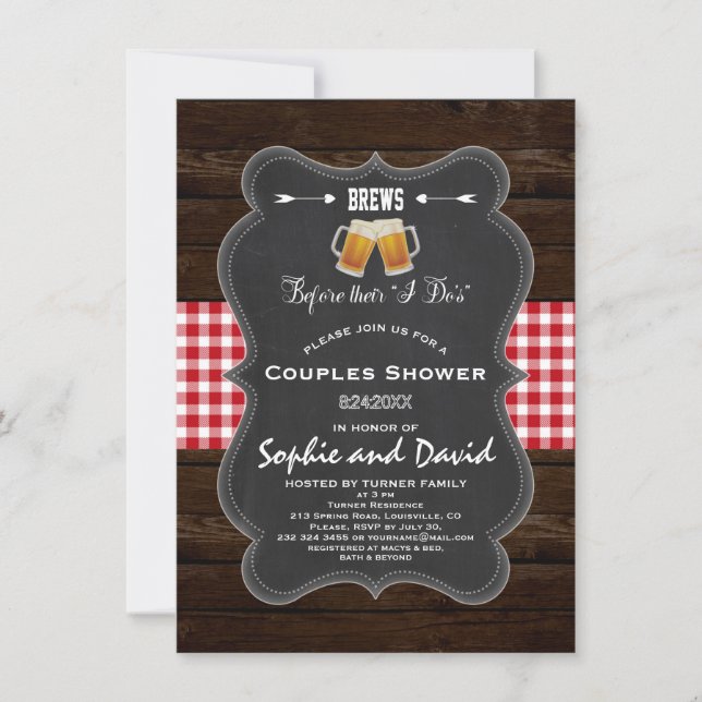 Romantic BREWS Before Their "I Do's" Engagement Invitation (Front)