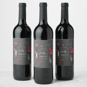 Romantic Bridal Bouquet Customised Wine Label