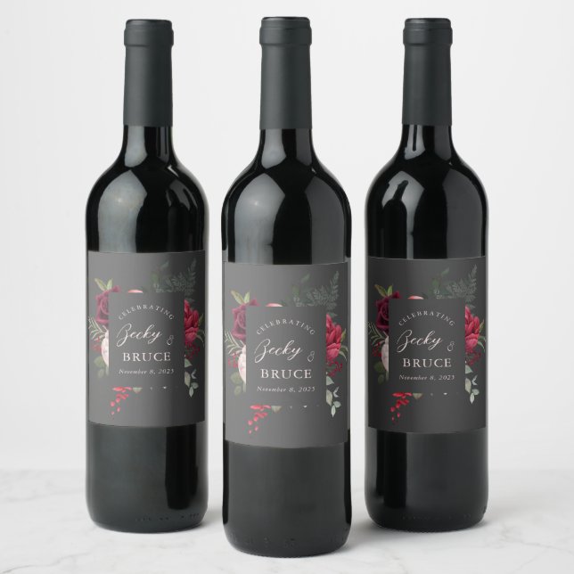 Romantic Bridal Bouquet Customised Wine Label (Bottles)