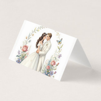 Romantic Bride Groom Floral Elegant Wedding Couple