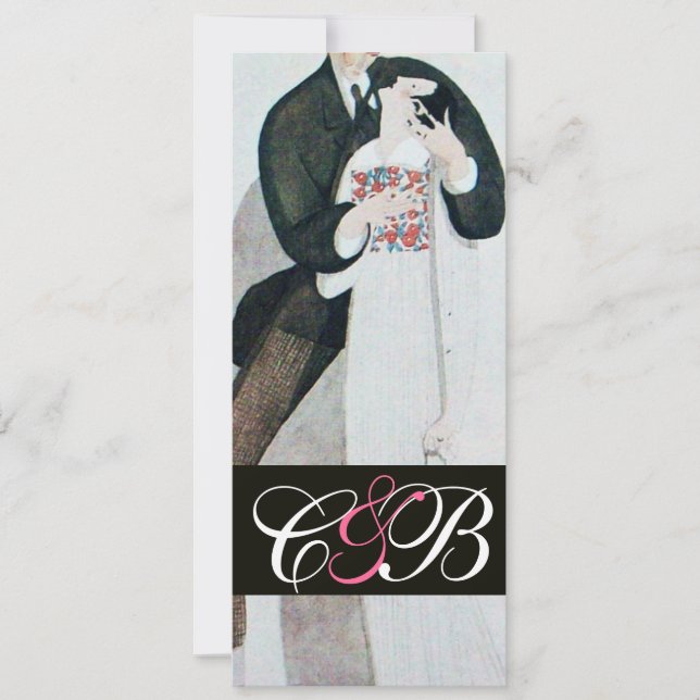ROMANTIC BRIDE & GROOM WEDDING PARTY MONOGRAM INVITATION (Front)