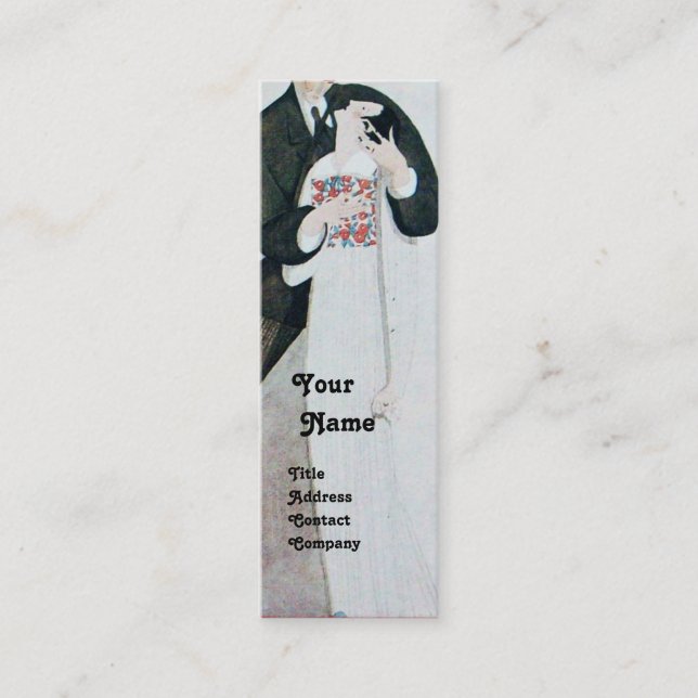 ROMANTIC BRIDE & GROOM WEDDING PARTY MONOGRAM MINI BUSINESS CARD (Front)
