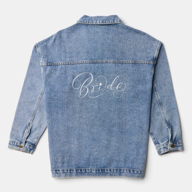 Romantic Bride Wedding Calligraphy Newlywed Script Denim Jacket (Back)