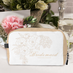 Romantic Bridesmaid Peonies Ivory White Dopp Kit