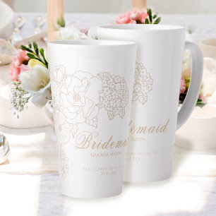 Romantic Bridesmaid Peonies Ivory White Latte Mug