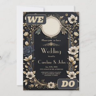 Romantic bright flowers on a deep blue background. invitation